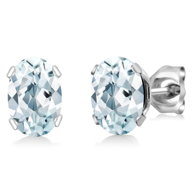 Gem Stone King 7X5MM Oval Gemstone Birthstone Stud Earrings For Women Men | 925 Sterling Silver | Fine Jewelry Gifts for Her Mom Women Wife - Image 1